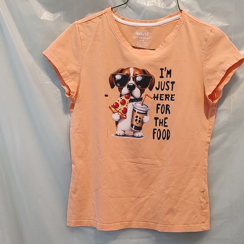 Bum Equipment Girl's Orange Dog Graphic T-Shirt Size M